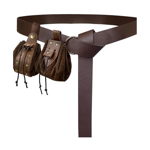 Accesorios medievales de cinturón, riñonera y soporte de cuero para cosplay de Halloween