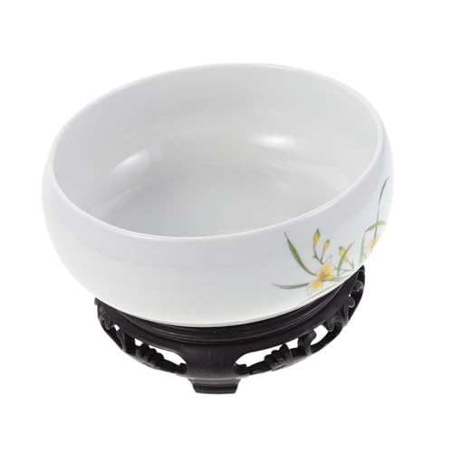 DIYEAH Jardinière Céramique pour Plantation Hydroponique Pot Lotus avec Base Plastique pour Narcisses et Pothos Intérieur