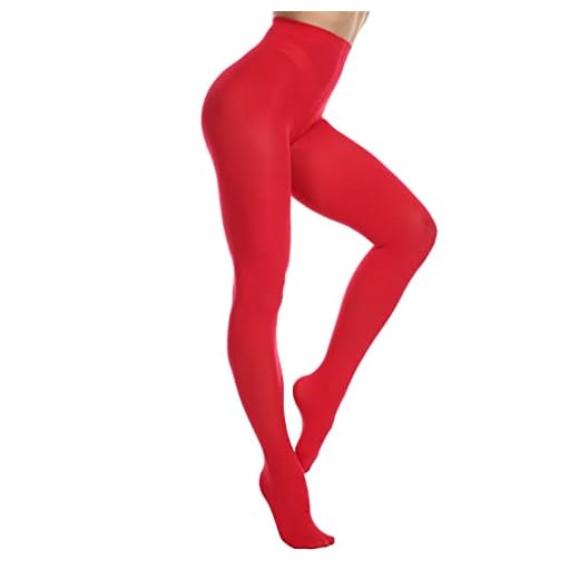 EVERSWE Women's 80 Den Soft Opaque Tights, Women's Tights (L/XL, Red)