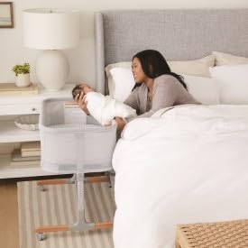 Image of Skip Hop Cozy-Up 2-in-1 Bedside Sleeper Grey and White Clouds 100% Cotton Fitted Bassinet Sheet