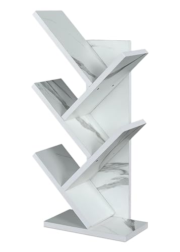 Image of SBF Furniture Tree Bookshelf Floor Standing Bookcase Free Standing Multipurpose Storage Rack for Books Magazines Organizer Showcase DIY (5 Tier - White, 5 Tier)