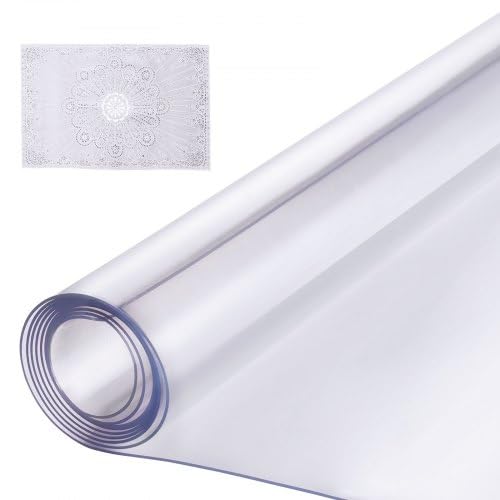 PVC Table Protector 42x96 Inch Clear Plastic Desk Protector 1.5mm Thick