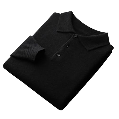 Dcvmvmn Men's Spring Merino Wool Sweater Business Thin Cashmere Knitted Button Pullover Black