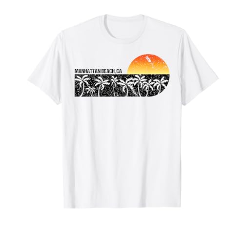 Retro manhattan beach california beach sunset t-shirt t-shirt