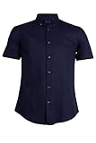 Coveri Camicia manica corta in mistolino con logo ricamato ton sur ton, Blu M