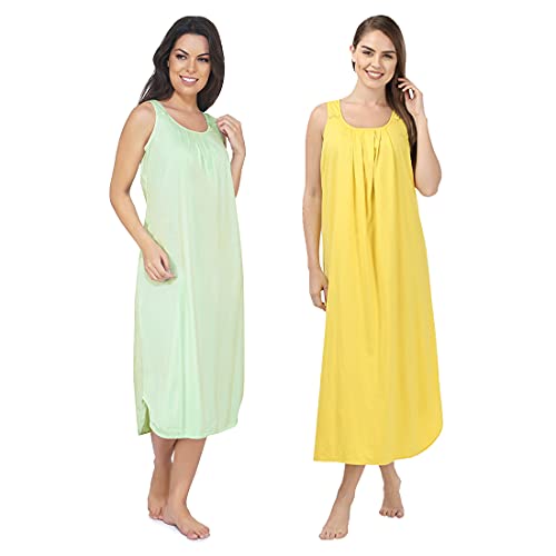 Image of BLAZON Women's Cotton Hosiery Solid Maxi Nighty Slip (Pack of 2) Available Sizes: S, M, L, XL, 2XL, 3XL, 4XL, 5XL