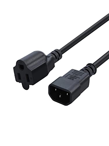 CableCreation [2-Pack] 1 Foot 18AWG Standard Computer Power Adapter Cord NEMA 5-15R to IEC320 C14, 0.3M / Black