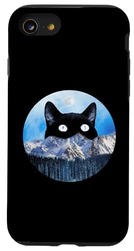 Meowtain Cat Meow Snow Mountain Funny Black Cat Lover �X�}�z�P�[�X iPhone SE (2020) / 7 / 8 �p