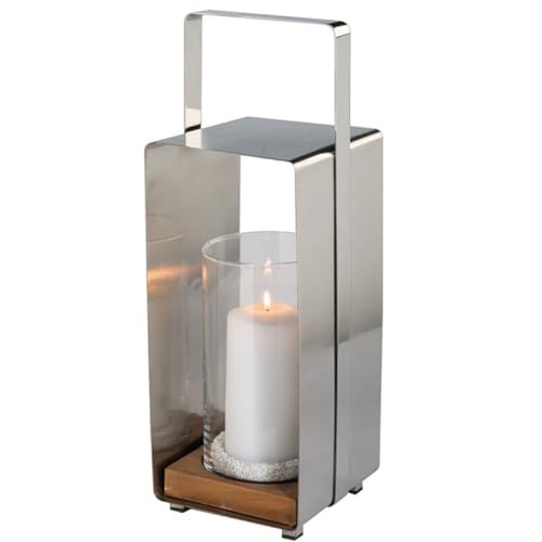 Fink Magnus, Laterne, Teakholz, matt Silber, L. 16 cm, B. 16 cm, H. 46 cm