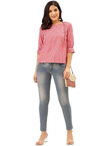 Image of Style Quotient Women Abstract Printed Polyester Smart Casual Top