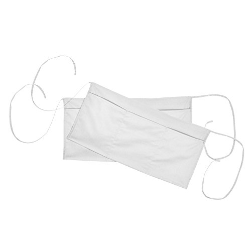 DALIX 24 Large Aprons Bartender Money Kitchen Restaurant Waist Bib Apron (3 Pockets) White (2 Qty Pack)