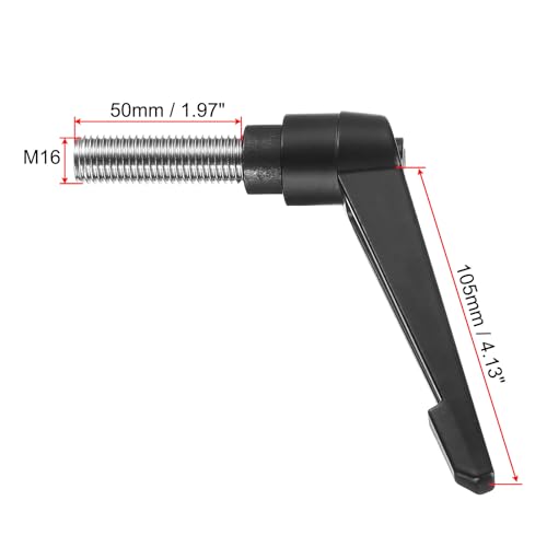 Image of uxcell Adjustable Clamping Lever Handle M16 x 50mm Metric 304 Stainless Steel Male Threaded Stud Hand Knobs Push Button Ratchet Rotating Screw Handles Bolts with Locking Lever Black