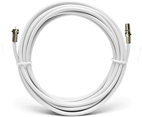 Virgin Media Extension Cable, Coupler Included with F Connectors 1m - 50m Lengths Black, White or Brown, Internal or External Cable (1m, White)