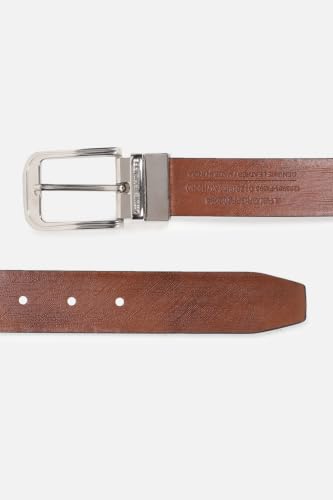 Image of Louis Philippe Men's 100% Italian Leather Shiny Nickel Buckle Formal Reversible Belt