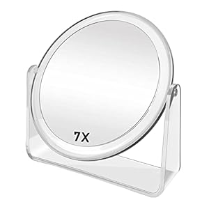 FANCYSEEU 7 Inch Magnifying Makeup Mirror Double Sided with 1X / 7X Magnification, 360° Rotation Tabletop Vanity Mirror, High Definition Cosmetic Mirror