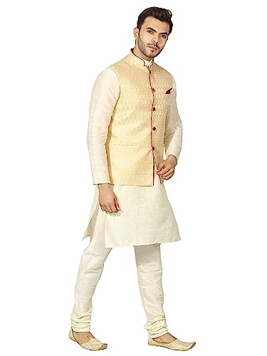 Image of Mens Kurta Pyjama Set with Designer Ethnic Nehru Jacket