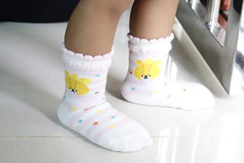 image for RATIVE Non Skid Anti Slip Cotton Dress Crew Socks With Grips For Baby 