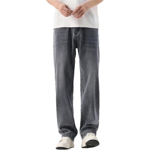 Men's Summer Thin Denim Jeans Loose Fit Vintage Style Korean Fashion Straight Casual Trousers