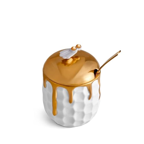Honey Pot with Beehive Design and Spoon by L'Objet