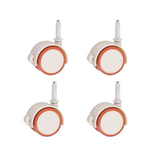 4er Set Rollensatz Gummil Räder Lenkrollen mit Bremse Weiß Leise...