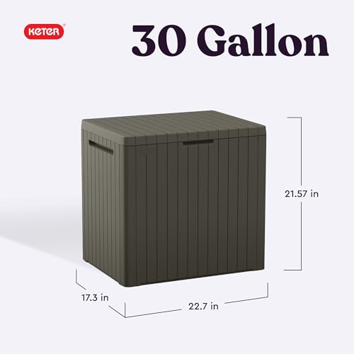 image for Keter City 30 Gallon Resin Outdoor Storage Box and Patio Furniture Sid