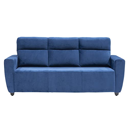 Image of Wakefit Sofa Set | 3 Year Warranty | Sofa 5 Seater, 5 Seater Sofa for Living Room, Wooden Sofa Set, Sofa Set 3+2 Seater - Belize(Fabric-Velvet : Blue)