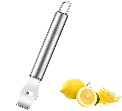 Heanvmyss Zitronenschäler,Edelstahl Zestenreißer,Zitrusfrüchte Zester,Zitronen Zester Schäler mit Kanalmesser und Aufhängeöse,Orangen Zitrusschäler für Cocktails,Küchen,Zitrusfrüchte,Gemüse