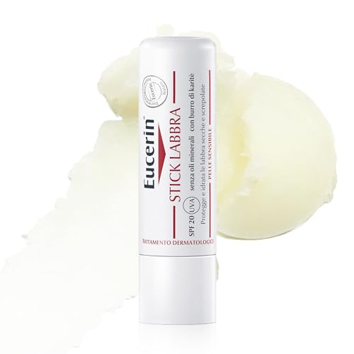 Eucerin pH5 Stick Labbra Protezione Attiva 4.8 g, Balsamo labbra riparatore SPF 20 con Burro di Karité, Olio di Jojoba, Dexpantenolo e Vitamina E, Burrocacao per pelle secca, ruvida e screpolata