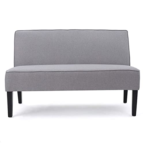 Christopher Knight Home GDFStudio Christopher Knight Home Dejon Modern Fabric Loveseat, Light Gray, Matte Black