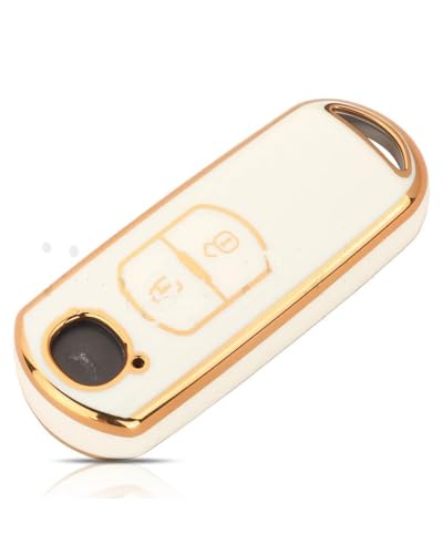 MLLNPP car key housin For 2 3 6 Atenza Axela Demio For CX-5 CX5 For CX-3 CX7 For CX-9 2015-2019 Accessories 2/3 Buttons Soft TPU Car Key Case Car Accessories Remote Key Case(2B White)