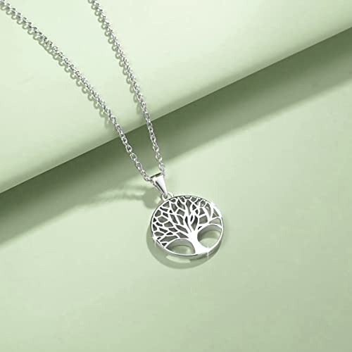 AGVANA Sterling Silver Necklace for Women Family Tree of Life Pendant Necklace Dainty Jewelry Anniversary Birthday Gifts for Women Mom Grandma Wife Daughter Her Yourself, 16"+2"3