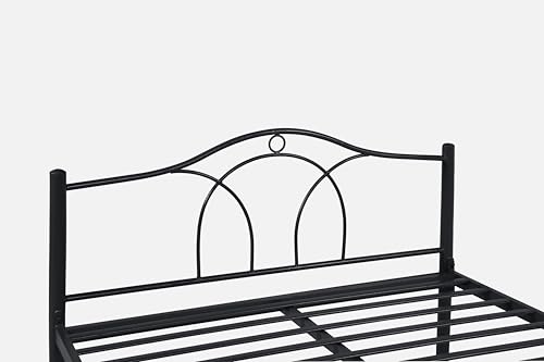 Image of Alto Metal Queen Size Bed Without Storage | Wrought Iron Double Bed with Headboard & Footboard | Sturdy Powder Coated Platform Bed Queen Size Cot for BedroomLivingRoom Black (75x60)