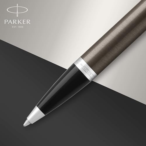 Image of (Ball Pen, Gift Box, Dark Espresso Chrome Trim) - PARKER IM Ballpoint Pen, Dark Espresso with Medium Point Blue Ink Refill (1931671)