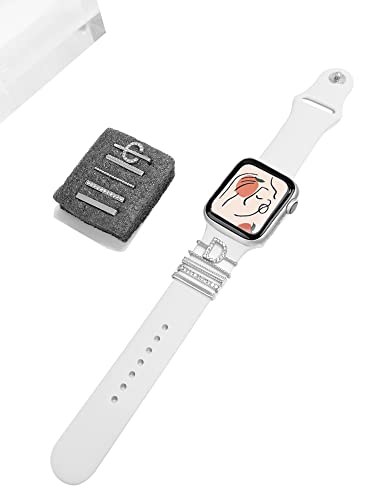 Image of 5Pcs Charms for Apple Watch band 41mm 45mm 40mm 44mm 38mm 42mm 46mm 49mm Women,Diamond+Metal Jewelry Decorative Ring For iWatch series 11 10 9 8 7 6 5 4 se 3 /2,Galaxy watch 7 /6 /5 /4,Strap Accessories
