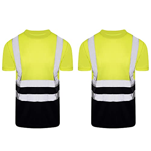 Ace Online Pack de 2 camisetas de manga corta de alta visibilidad de dos tonos de seguridad para el trabajo de verano transpirable Cover