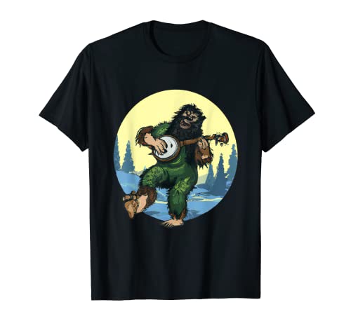 Sasquatch Bigfoot Giocare Banjo Maglietta
