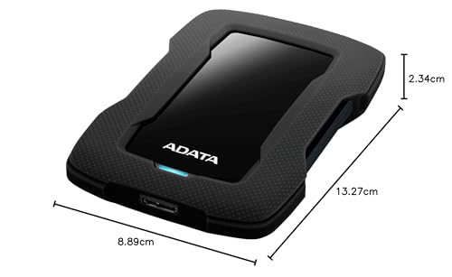 Image of ADATA HD330 4TB Tough Thin Sleek Rugged External Hard Drive with Shock Sensors (Black)