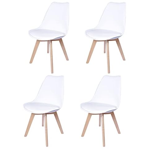 JIJIAN 1 Juego de 4 Sillas de Comedor, Estilo Nórdico, Blanca Cover