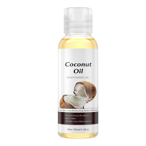 Organic Refined Coconut Oil, 100% Pure - 16.9 fl oz (100ml) for Skin & Hair Care, Moisturizer, Conditioner & Massage