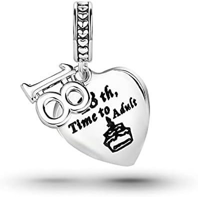 KunBead Jewelry Small Love Heart Charm Happy Birthday Pendant Necklace for Women Girls