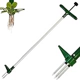 Armo® Handheld Weed Puller Long Handle Garden Weeding Tool With 3 Claws Weed Root Puller Grabber 100CM, Black And Green