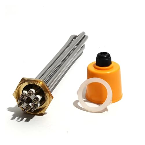 SSIMOO DN40 Water Heating Element 220V/380V 3KW-12KW 304SS with Interal Nut Copper Thread 304SS Tube Spare Parts for Air Energy Kindly (Color : 6KW 250mmL, Size : 2-380V)