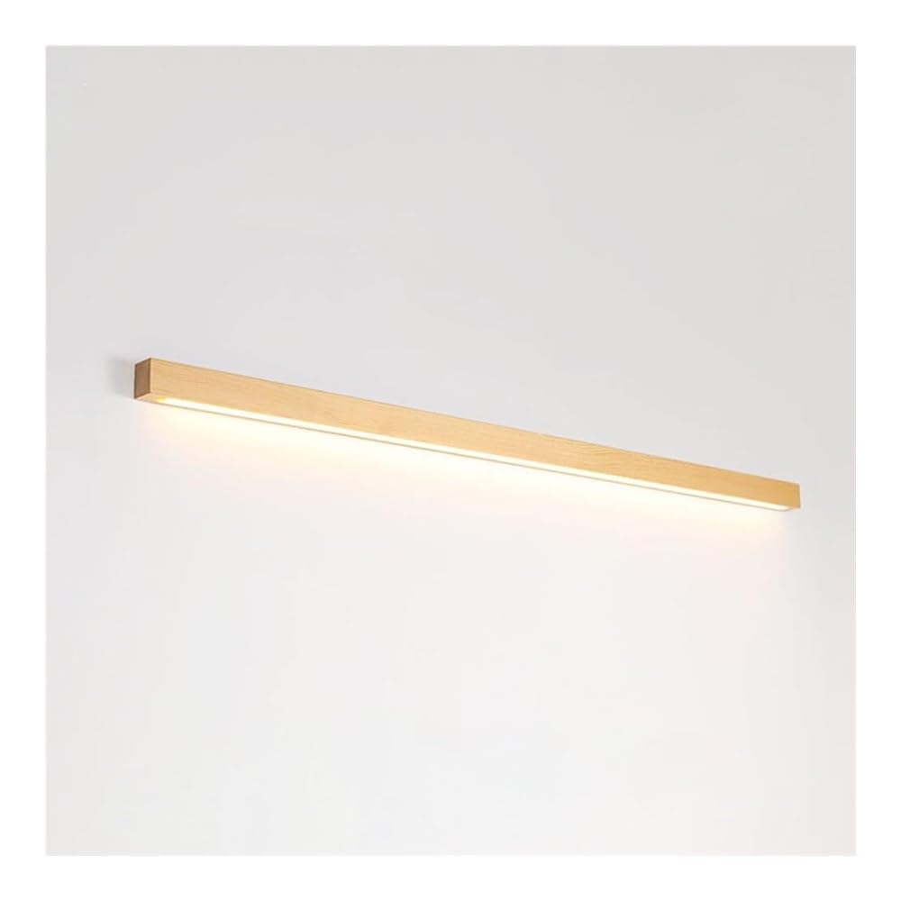 TONFON Wooden Linear Wall Lamp Log Bedside Wall Sconce Rubber Wood Lighting LED Wall Mounted Lamp for Bedroom Living Room Study Room Dining Room Hallway Stairs Hall Restaurant Wall Lantern(120CM)