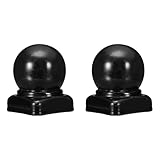 uxcell 2Pcs Metal Ball Post Cap, 1.06 x 1.06 Inch Round Fence Post Cap with Ball Top, Decorative Iron Pipe Caps for Square Posts, Handrail Guardrail, Deck Railing, Gate, Mailbox, Black