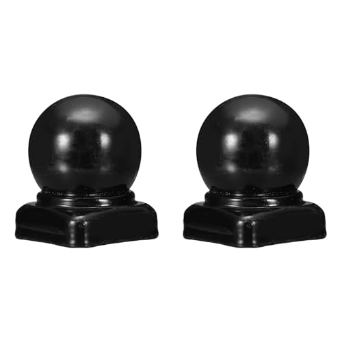 uxcell 2Pcs Metal Ball Post Cap, 1.06 x 1.06 Inch Round Fence Post Cap with Ball Top, Decorative Iron Pipe Caps for Square Posts, Handrail Guardrail, Deck Railing, Gate, Mailbox, Black
