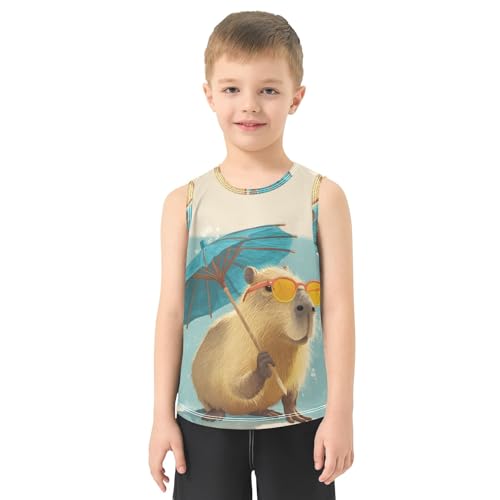 Boys' Tank Top Shirt Capybara Umbrella Sleeveless T-Shirts2