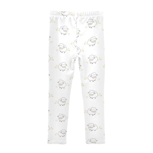 Sheep and Stars Girls Leggings,Workout Leggings for Girls Toddler Athletic Legging Size for 3-10T2