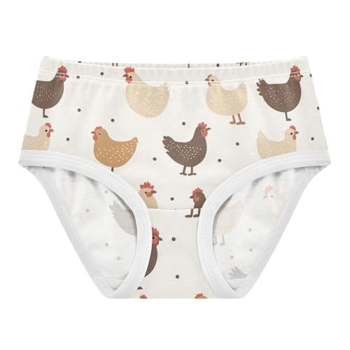Wusikd Chickens Beige Girls' Underwear Cotton Brown Girls Briefs Soft Toddler Underwear 2T