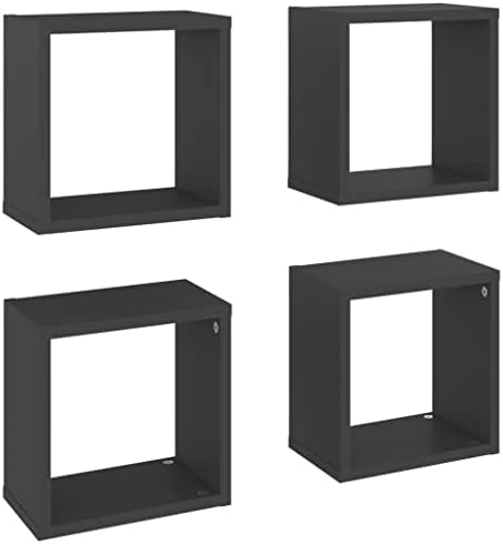 vidaXL 6x Wall Cube Shelf Home Living Room Bedroom Furniture Set Shelving Ledges Storage Wall Hanging Floating Shelf Unit Cube Organiser Grey