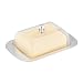 Produktbild Relaxdays Butterdose, mit Deckel, Edelstahl & Kunststoff, 250 g Butter, 7x18,5x12 cm, Butterschale, Silber/transparent